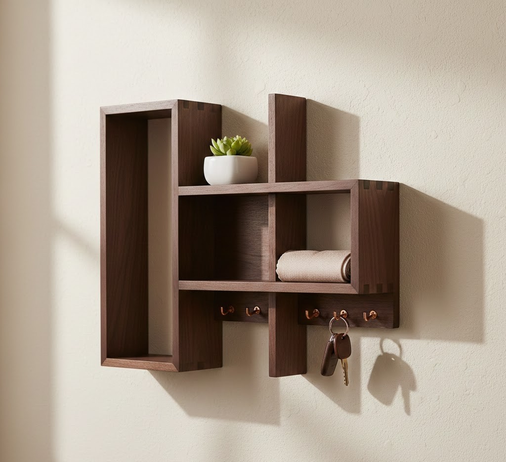 Wandorganizer van donker eikenhout
